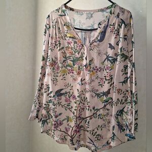 H&M L blouse Light Pink w Floral Print